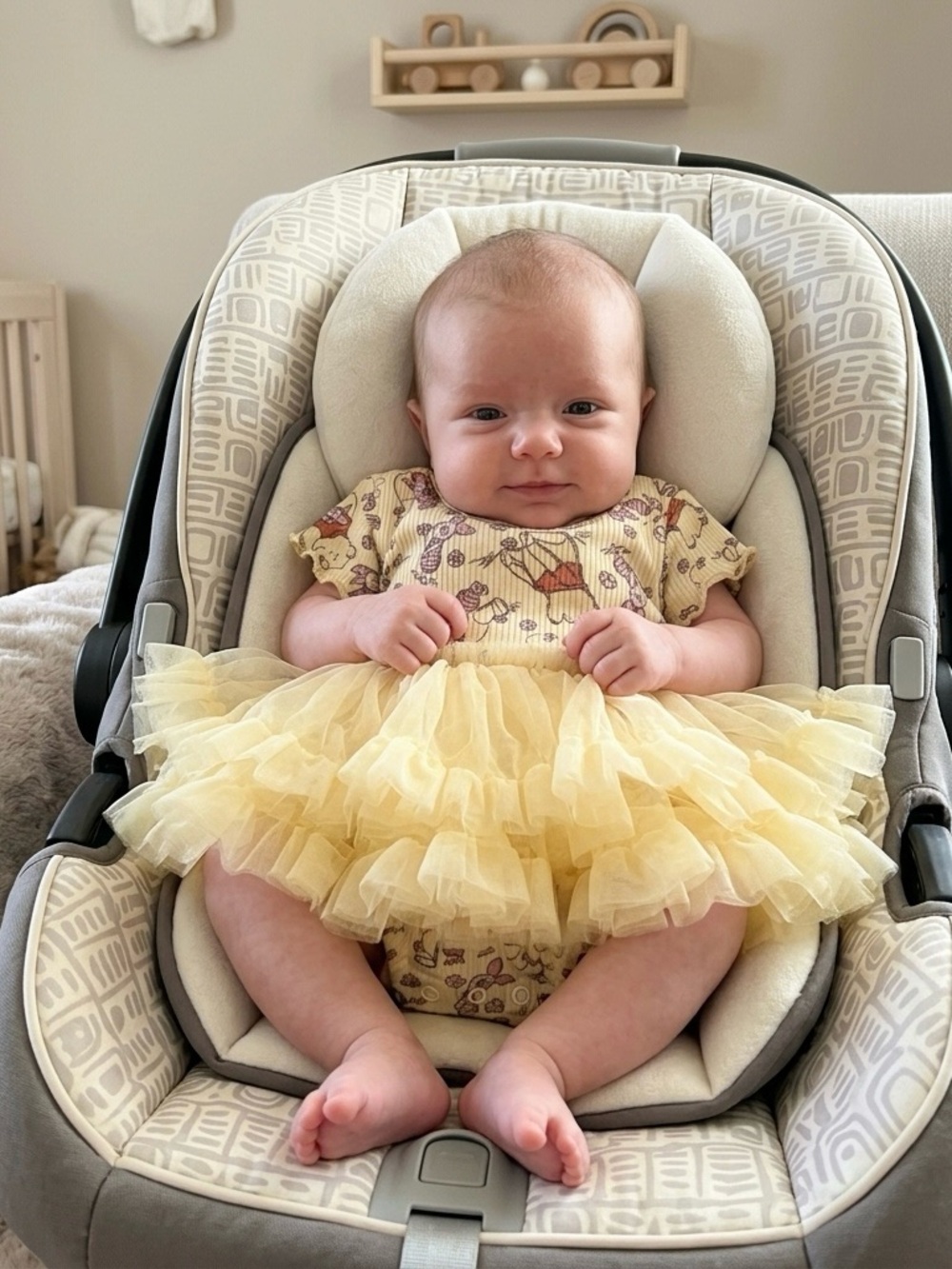 🔴 Disney Baby Classic Winnie the Pooh Tutu Romper Yellow Dress Infant 0-3M